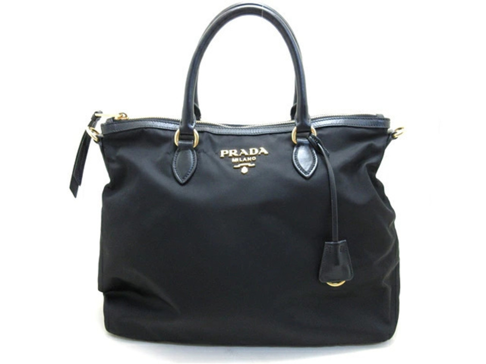 Prada Tessuto Saffiano Shoulder Bag Calfskin Black